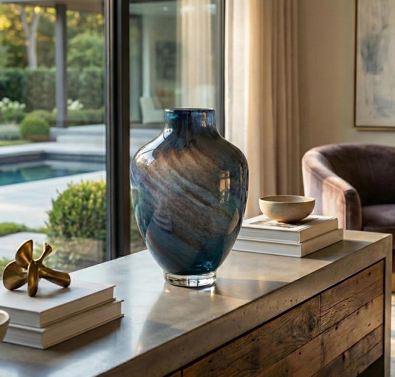 Midnight Blue Glass Vase