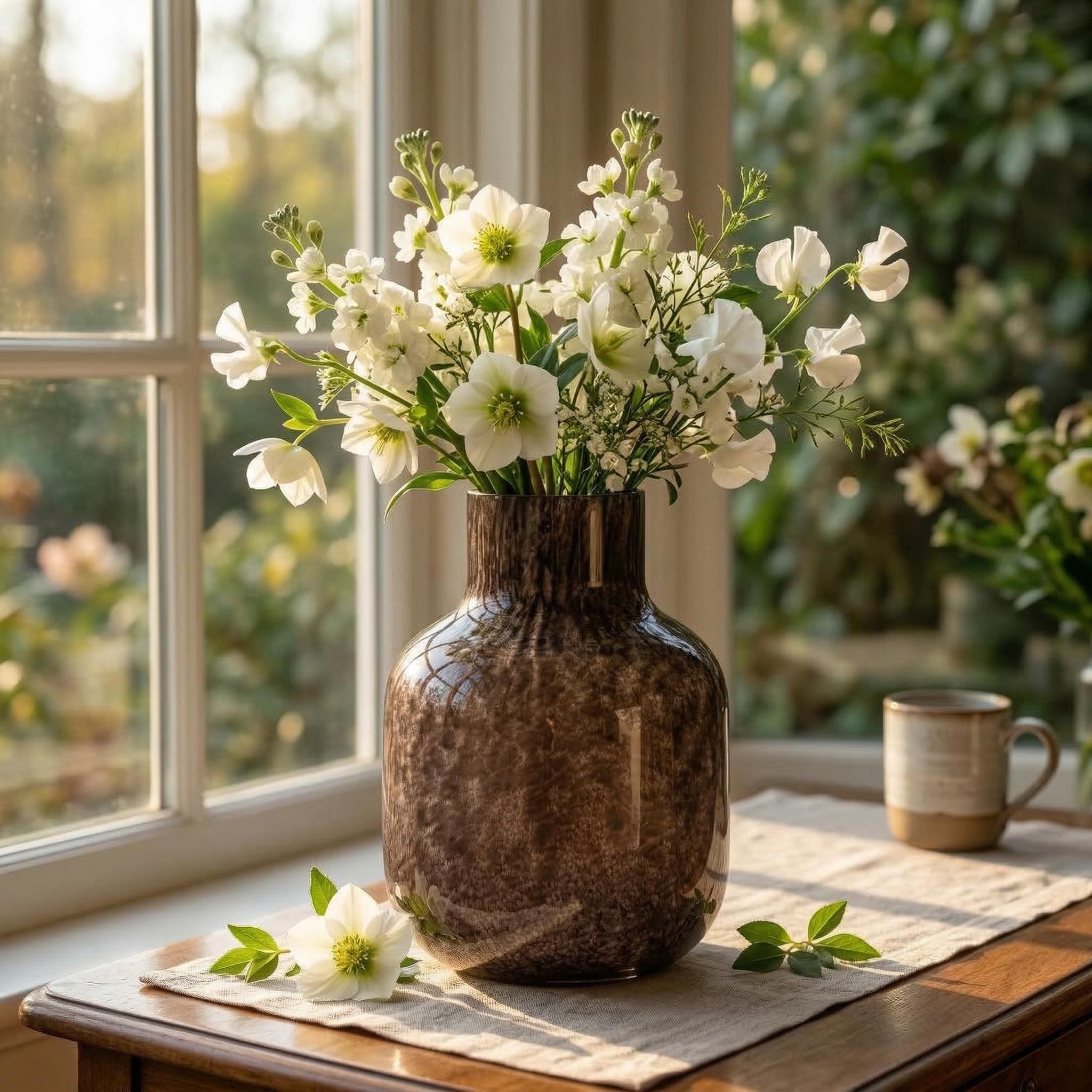 Hand Blown Natural Pattern Glass Vase