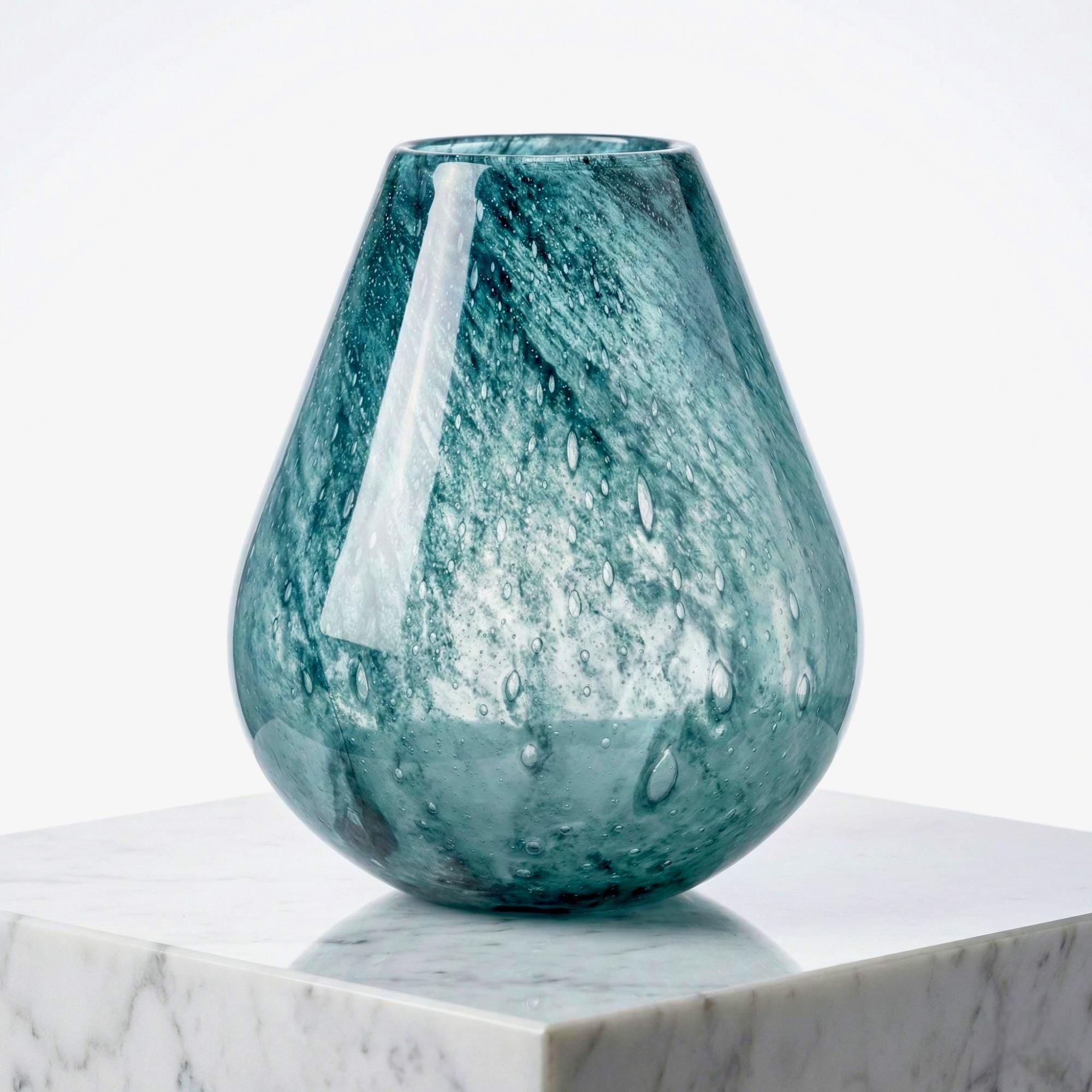 Large Teal Glass Vase