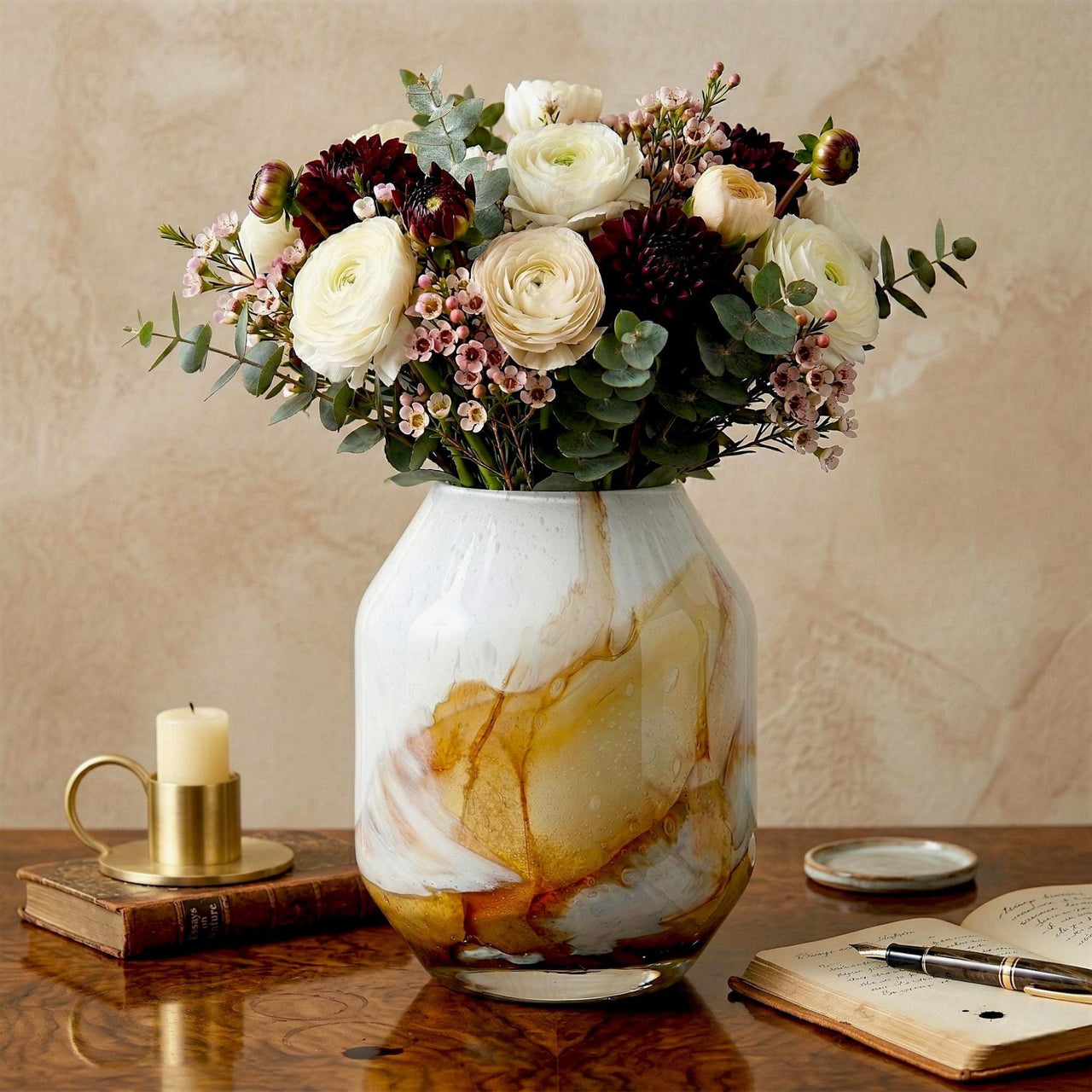 Handmade Golden Marble Glass Vase