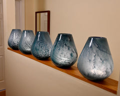 Hand Blown Turquoise Vase Lamp Set