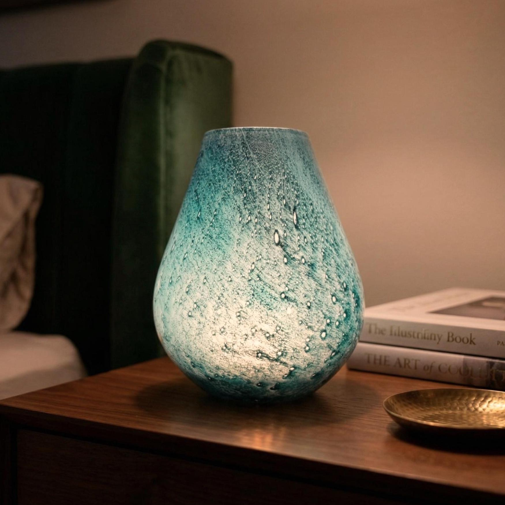 Cordless Ocean Blue Vase Lamp