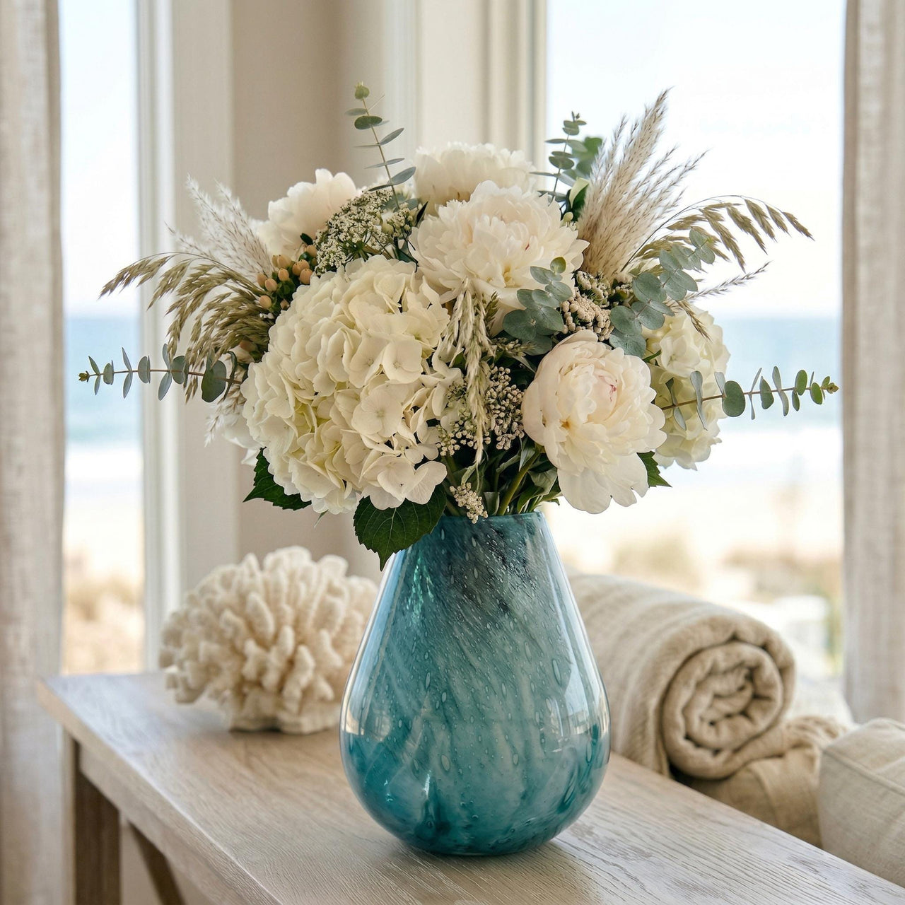 Large Teal Glass Vase