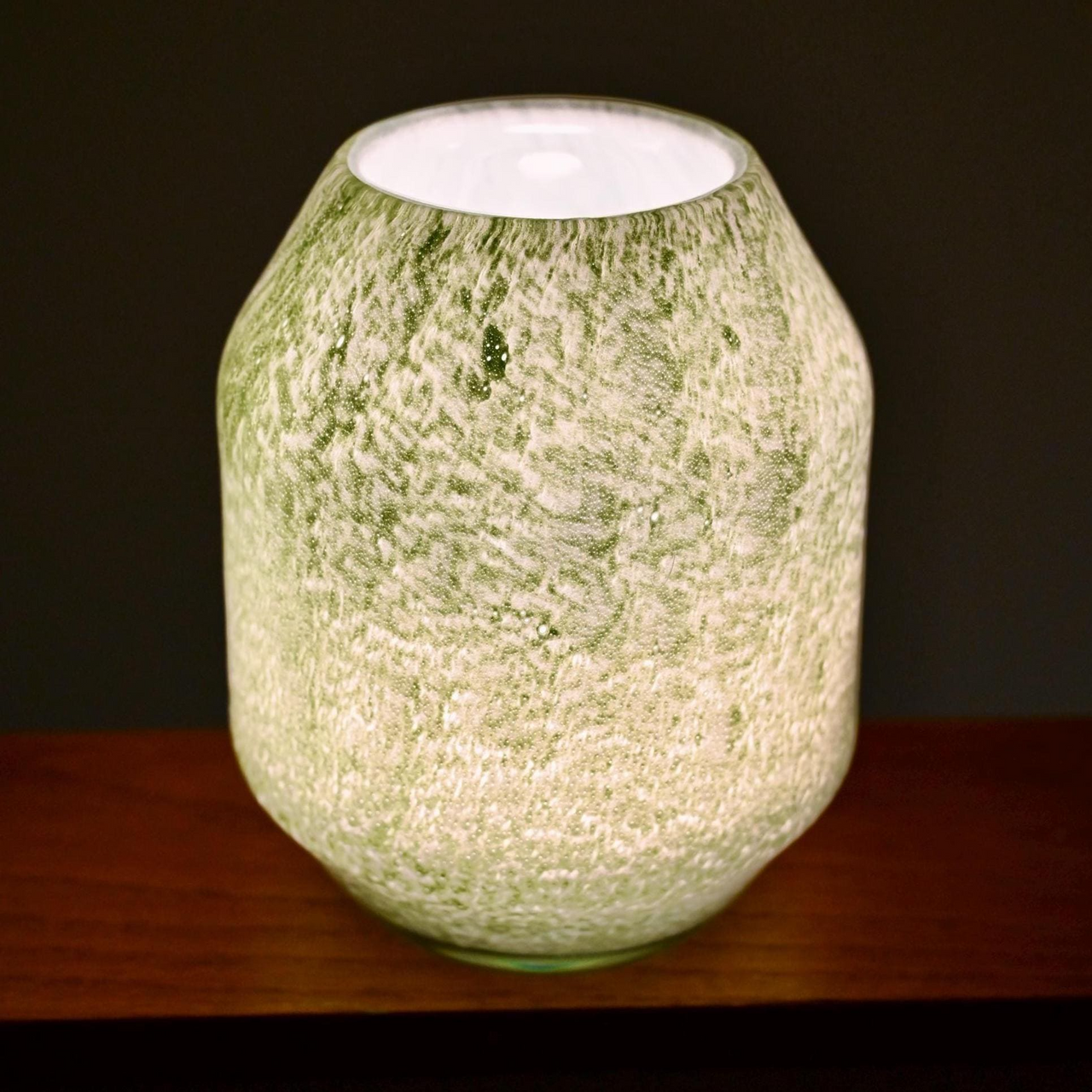 Cordless Green Glass Lamp
