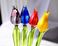 Set of 4 Multi Color Glass Tulips 14"