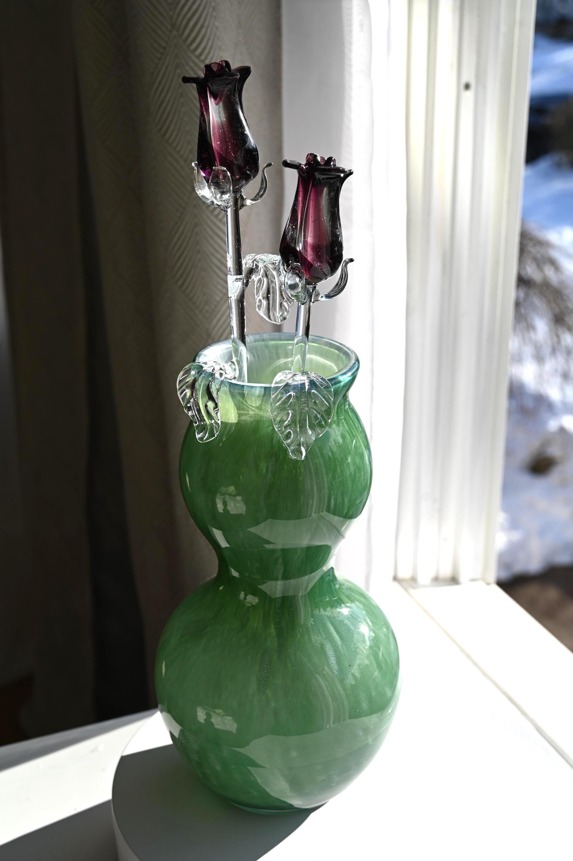 Amethyst Rose Glass Centerpiece
