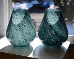 Large Oceanic Turquoise Glass Vase
