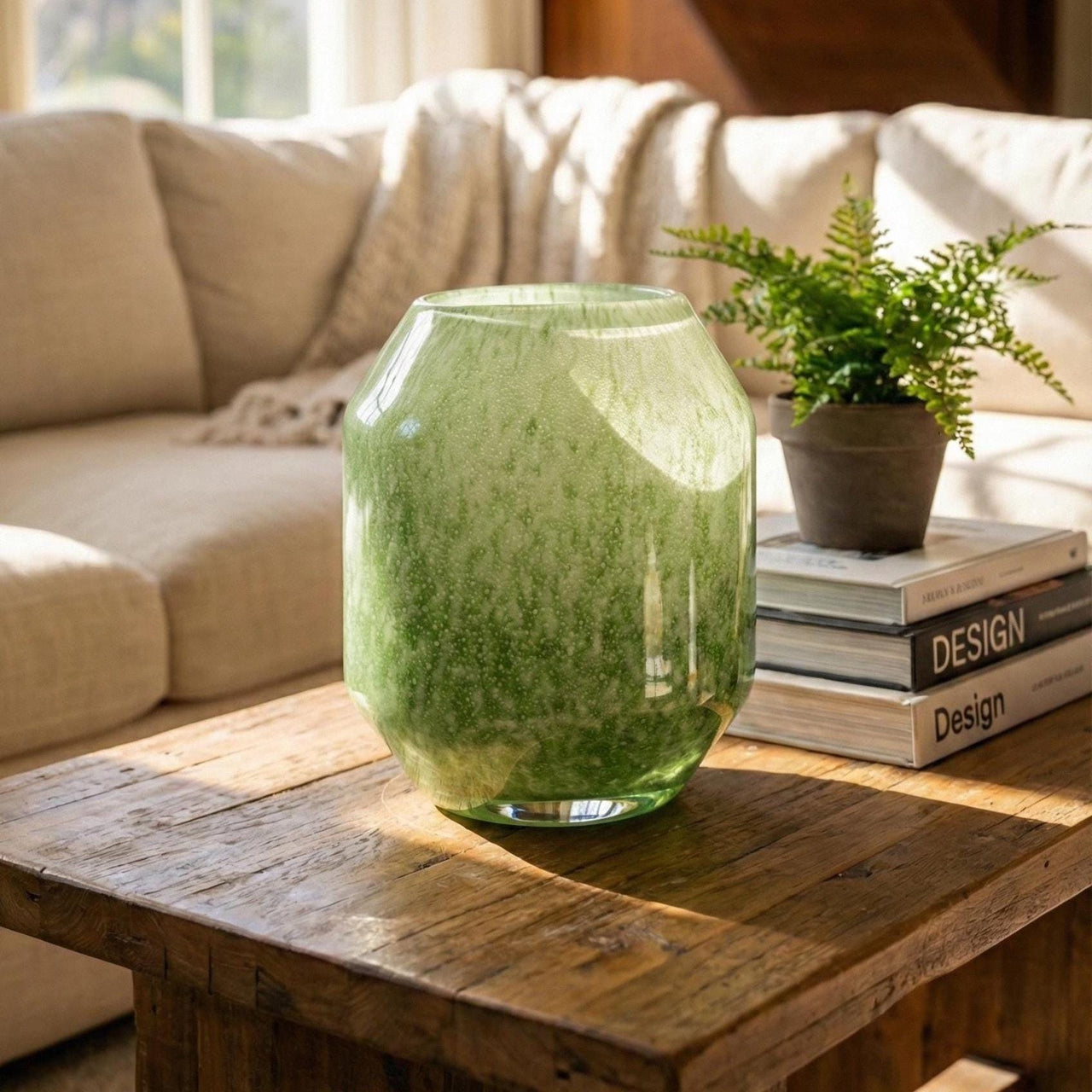 Hand Blown Sage Green Glass Vase