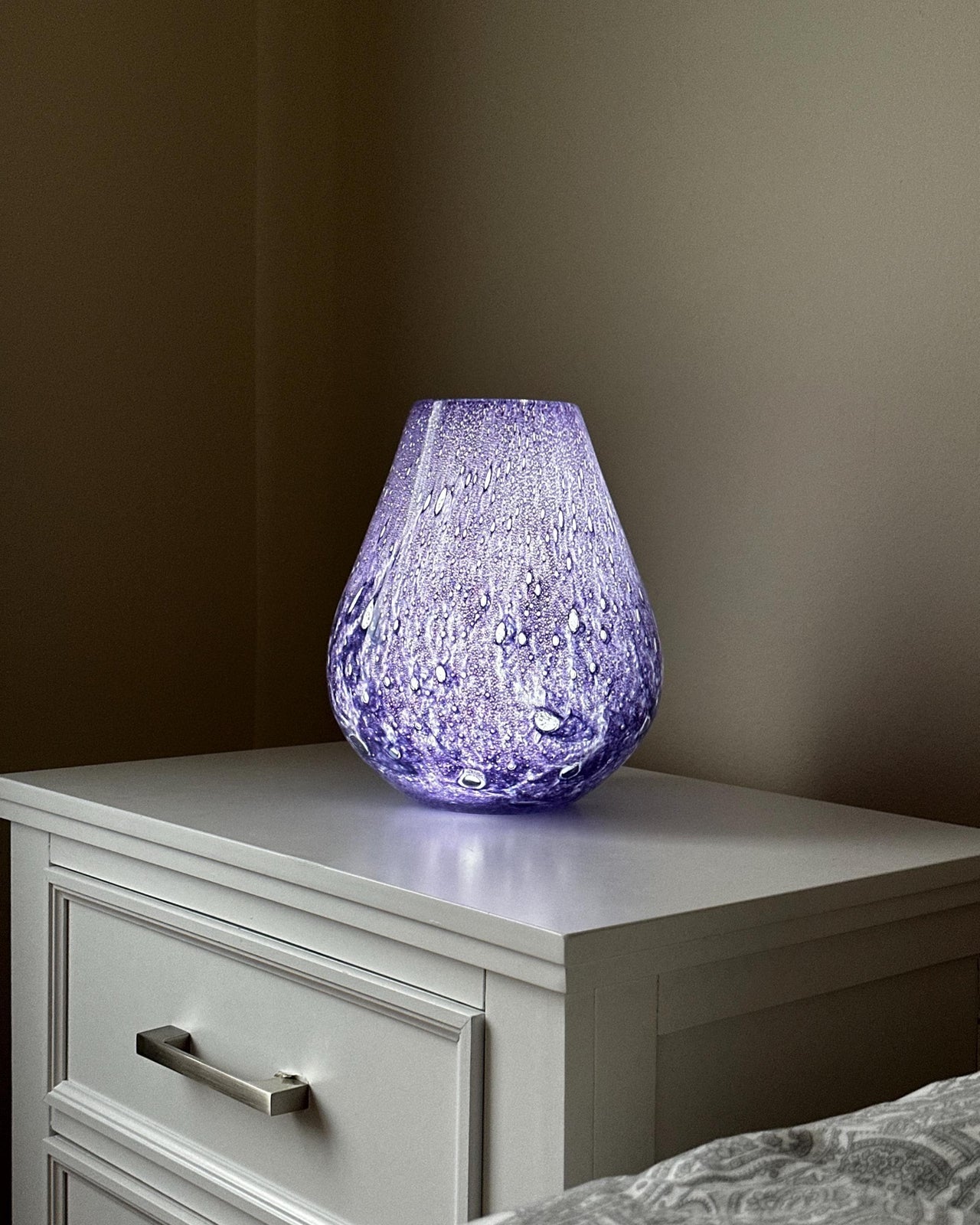 Blown Glass Lighting, Purple Glass Lamp, Vase Lamp, Hand Blown Glass Lamp, Cordless Lamp, Nightstand Lamp, Purple Lamp, Amethyst Lamp
