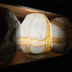 Vase Lamp, Blown Glass Lamp, Cordless Lamp, Glass Lamp, Ambient Lighting, Wireless Lamp, Table Lamp, Nightstand Lamp, Handmade Gold Lamp