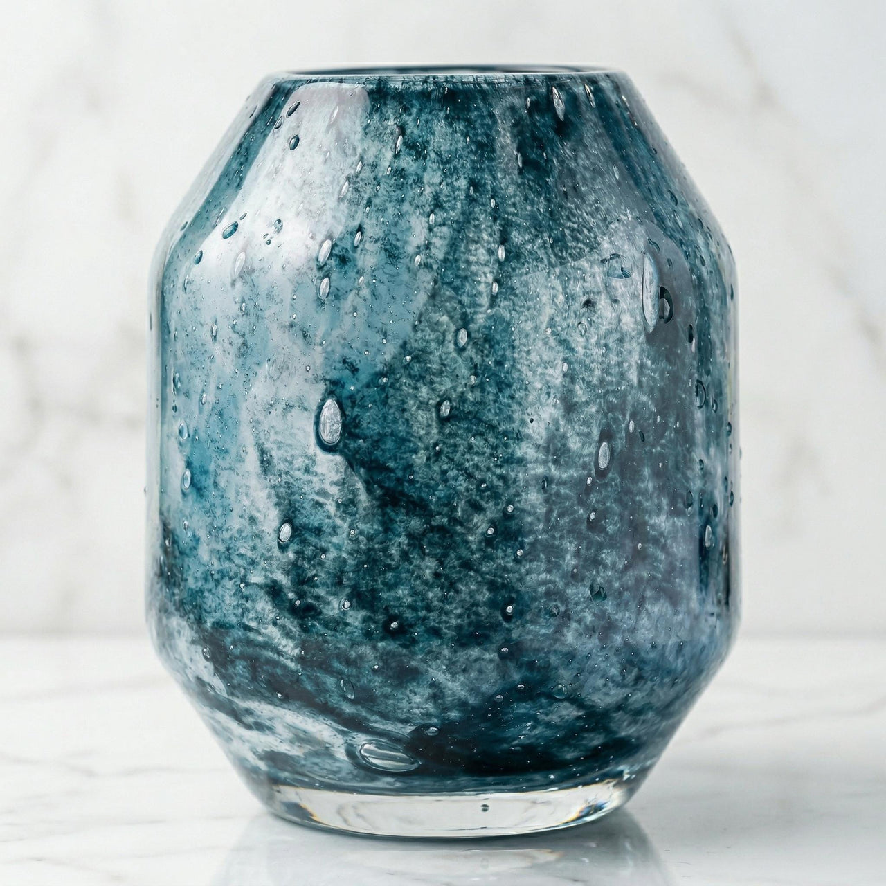 Teal Glass Vase, Turquoise Vase, Hand Blown Glass Vase, Blue Glass Vase, Blue Vase, Vases for Flowers, Blown Glass Art, Birthday Gift
