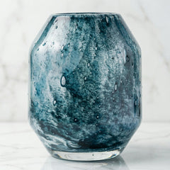 Teal Glass Vase, Turquoise Vase, Hand Blown Glass Vase, Blue Glass Vase, Blue Vase, Vases for Flowers, Blown Glass Art, Birthday Gift