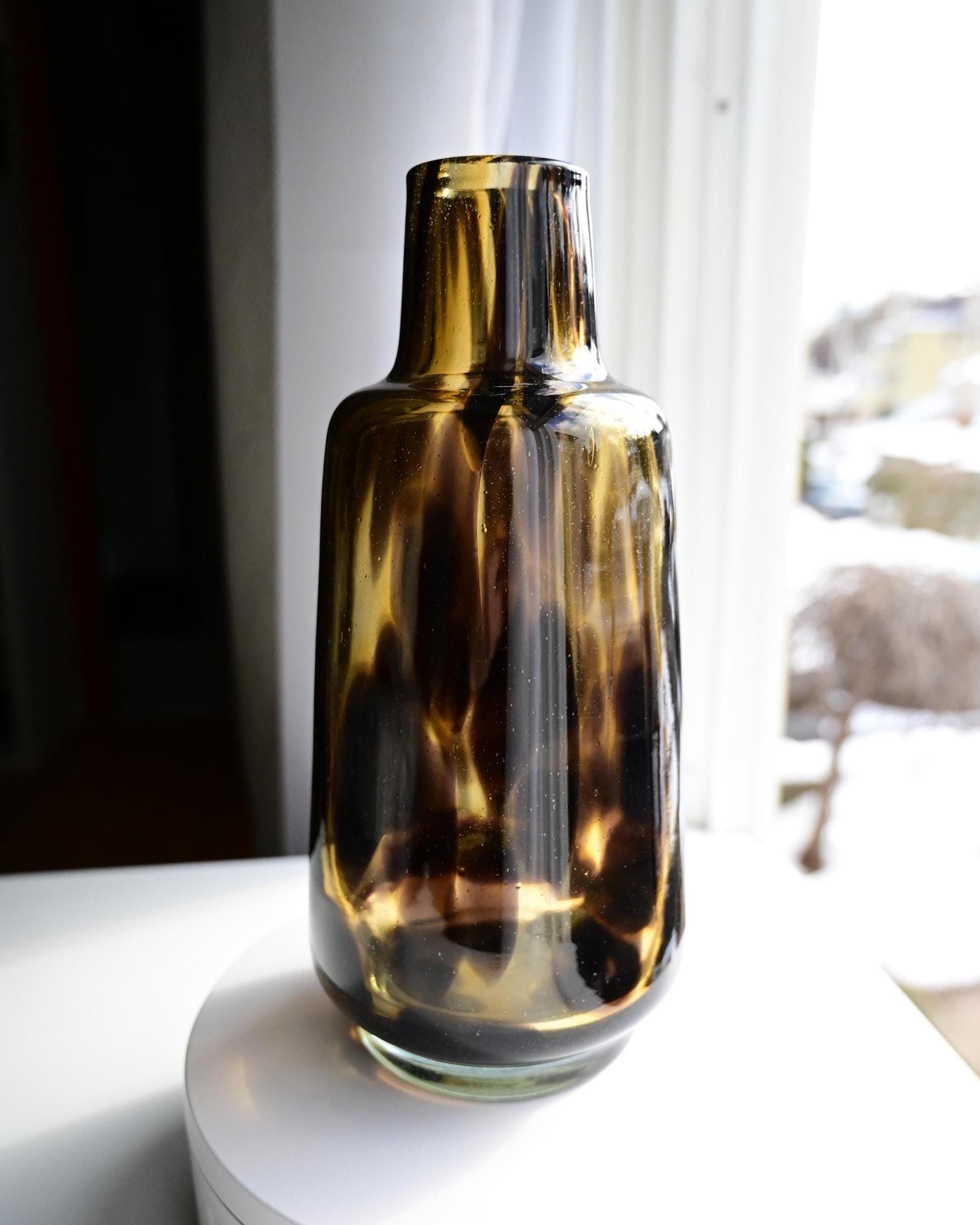 Amber Vase, Hand Blown Vase, Art Glass Vase, Handmade Vase, Vases for Flowers, Glass Vase, Tall Glass Vase, Birthday Gifts for Her