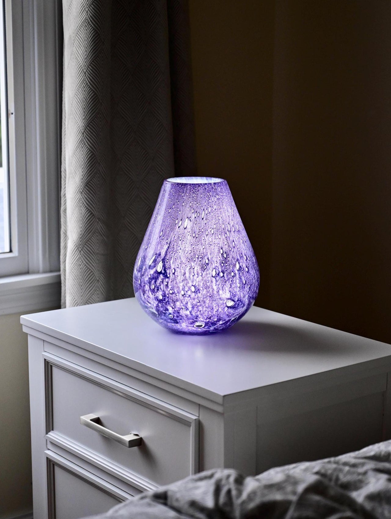 Vase Lamp, Purple Glass Lamp,  Blown Glass Lamp, Cordless Lamp, Ambient Lighting, Wireless Lamp, Table Lamp, Nightstand Lamp, Lamp Set