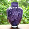 Purple Glass Vase - Purple Vases for Flowers, Hand Blown Glass Vase, Large Vase - Handmade Vase for Flowers, Spring Decor, Birthday Gift