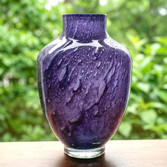 Purple Glass Vase - Purple Vases for Flowers, Hand Blown Glass Vase, Large Vase - Handmade Vase for Flowers, Spring Decor, Birthday Gift