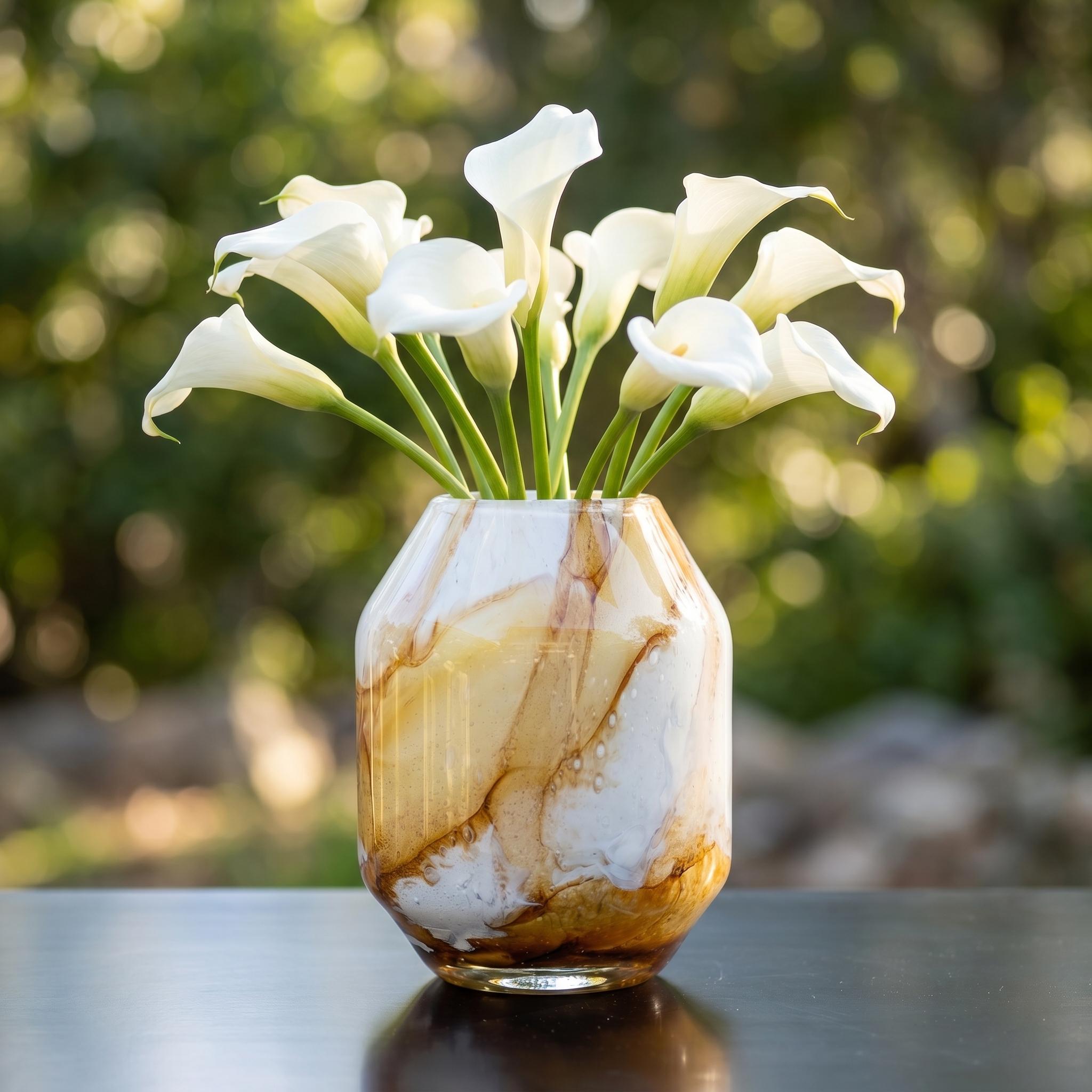 Amber Glass Vase, Marble Vase, Hand Blown Glass Vase, Blown Vases For Flowers, Handmade Vase, Flower Vase, Glass Vase, Birthday Gift