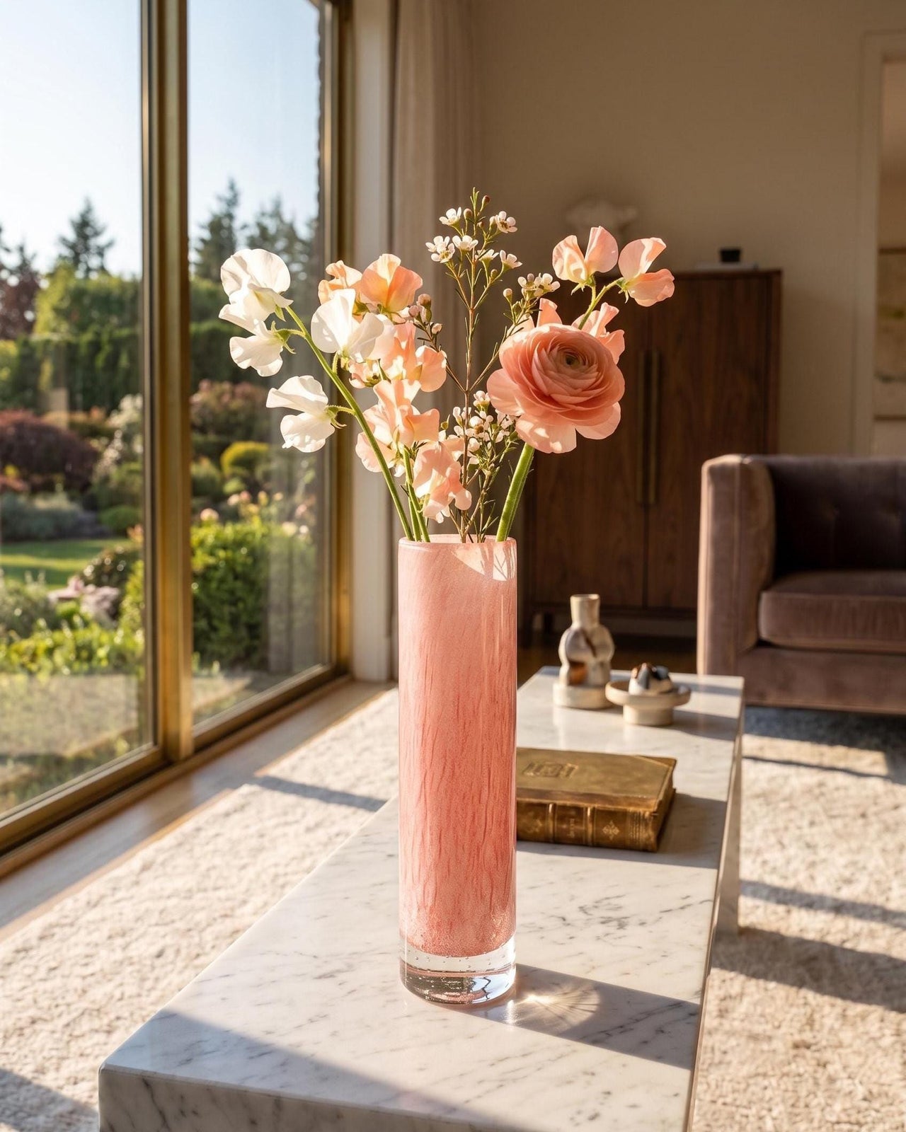 Pink Flower Vase, Pink Glass Vase, Pink Vase, Hand Blown Glass Vase, Cylinder Vase, Tall Vase, Handmade Vase, Art Glass Vase, Birthday Gift