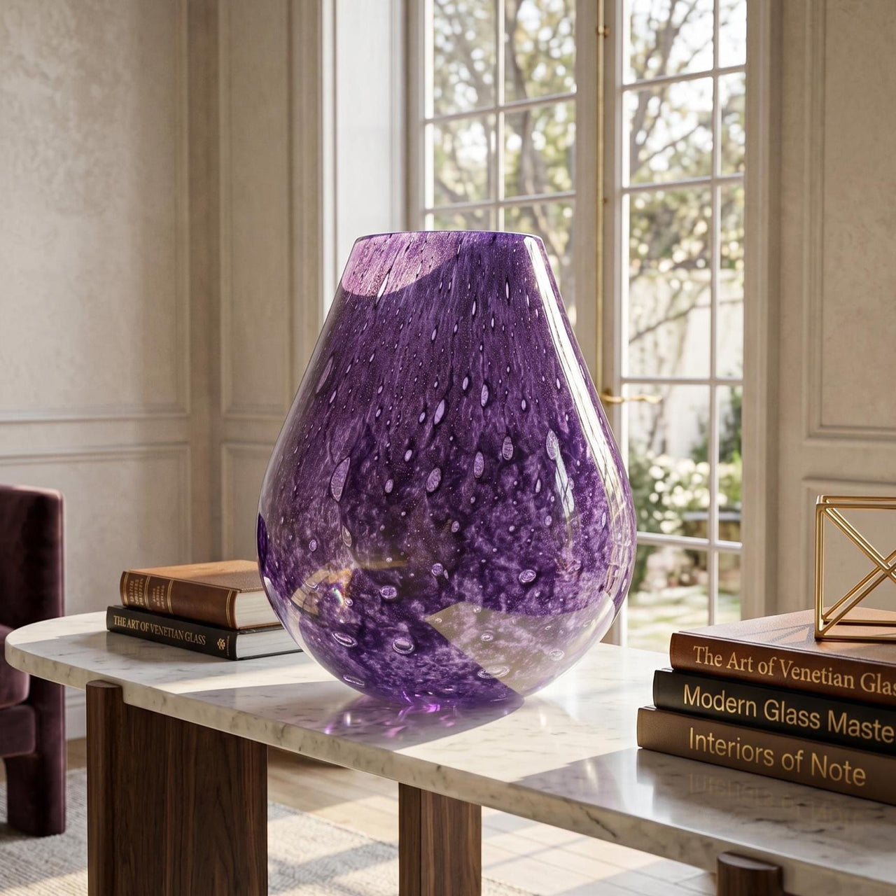 Purple Glass Vase, Extra Large Glass Vase, Purple Vase, Art Glass Vase, Amethyst Vase, Blown Glass Vase, Wide Mouth Vase, Birthday Gift