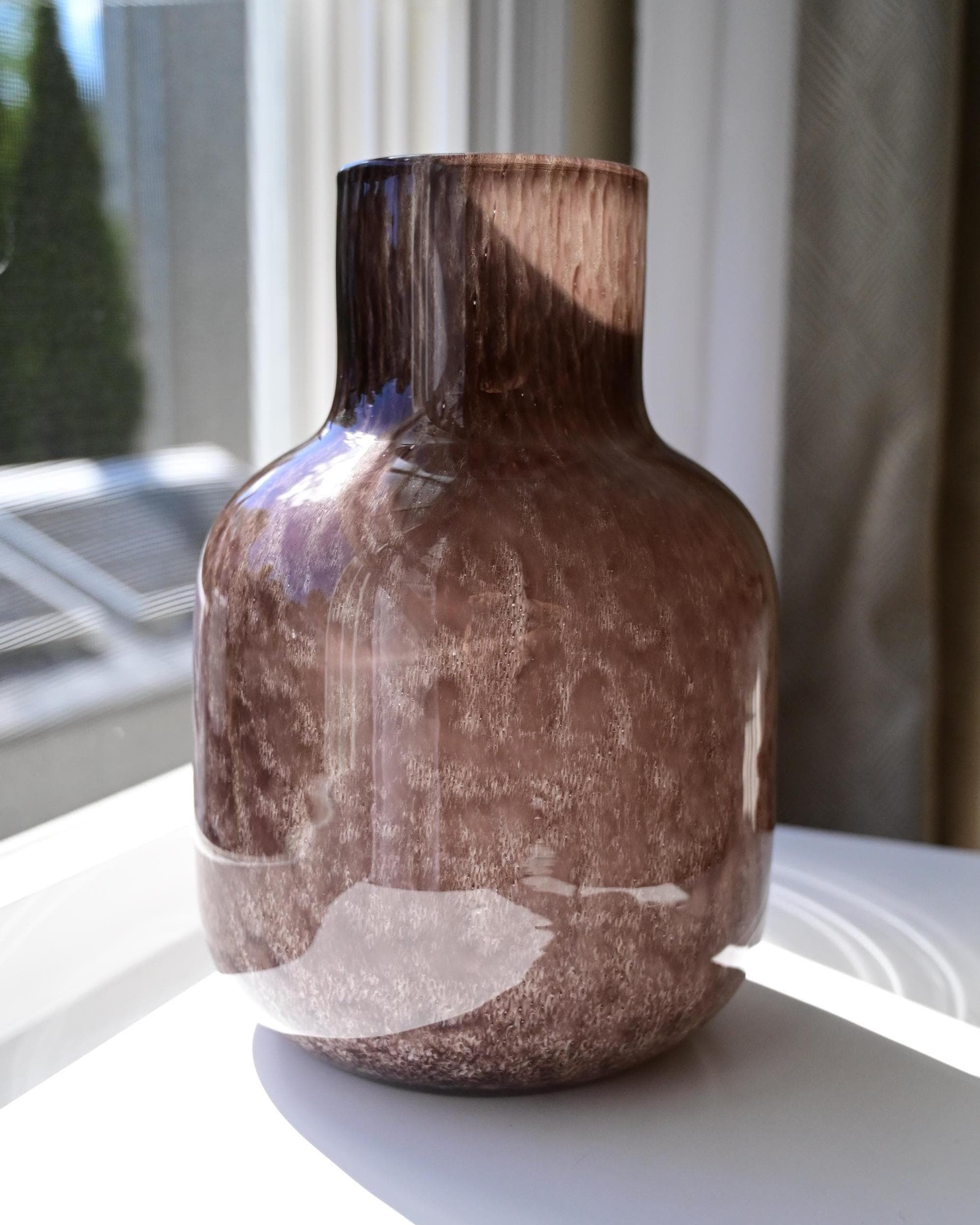 Brown Hand Blown Glass Vase, Blown Glass Art, Large Glass Vase, Handmade Glass Vase, Large Vase For Flowers, Brown Vase, Birthday Gift
