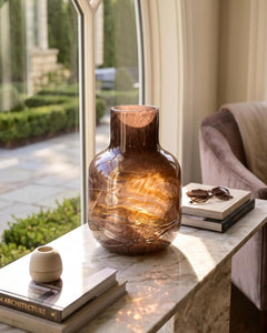 Hand Blown Glass Vase | Handmade Large Glass Vase | Large Vase For Flowers | Spring Decor Gift for Her, Birthday Gift