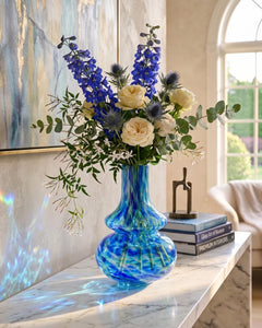 Cobalt Blue Glass Vase, Blue Vase, Hand Blown Glass Vase, Art Glass Vase, Vases for Flowers, Glass Vase, Blown Glass Art, Birthday Gift