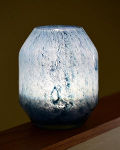 Blue Glass Lamp, Vase Lamp, Hand Blown Glass Lamp, Cordless Table Lamp, Teal Lamp, Blue Table Lamp, Cordless Lamp, Blown Glass Table Lamp