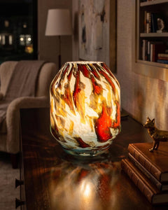 Vase Lamp, Blown Glass Lamp, Cordless Lamp, Glass Lamp, Ambient Lighting, Wireless Lamp, Table Lamp, Nightstand Lamp, Handmade Gold Lamp