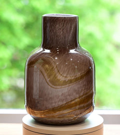 Gold Stripe Glass Vase, Hand Blown Glass Brown Glass Vase, Extra Large Vases, Organic Vase, Vases For Flowers, Large Vase, Birthday Gift