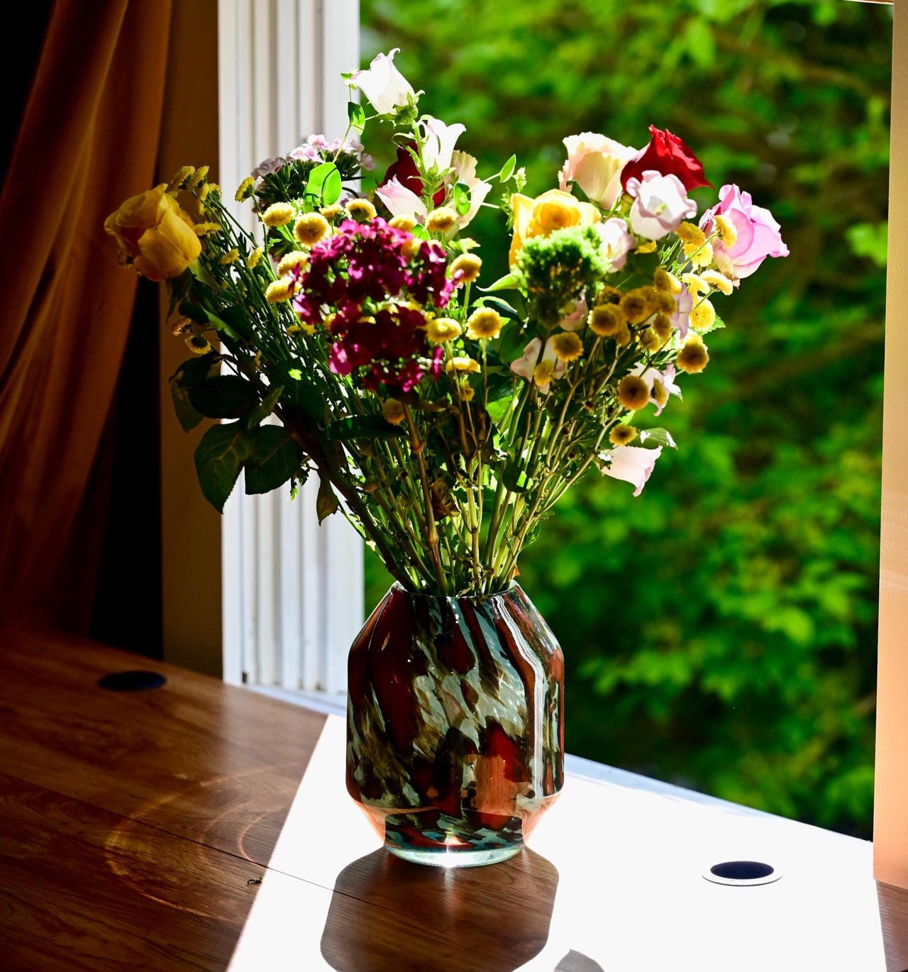 Art Glass Vase, Unique Vase, Hand Blown Glass Vase, Large Vase, Handmade Vase, Vase for Flowers, Flower Vase, Blown Glass Art, Birthday Gift