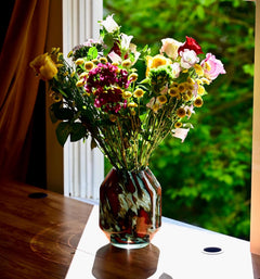 Art Glass Vase, Unique Vase, Hand Blown Glass Vase, Large Vase, Handmade Vase, Vase for Flowers, Flower Vase, Blown Glass Art, Birthday Gift