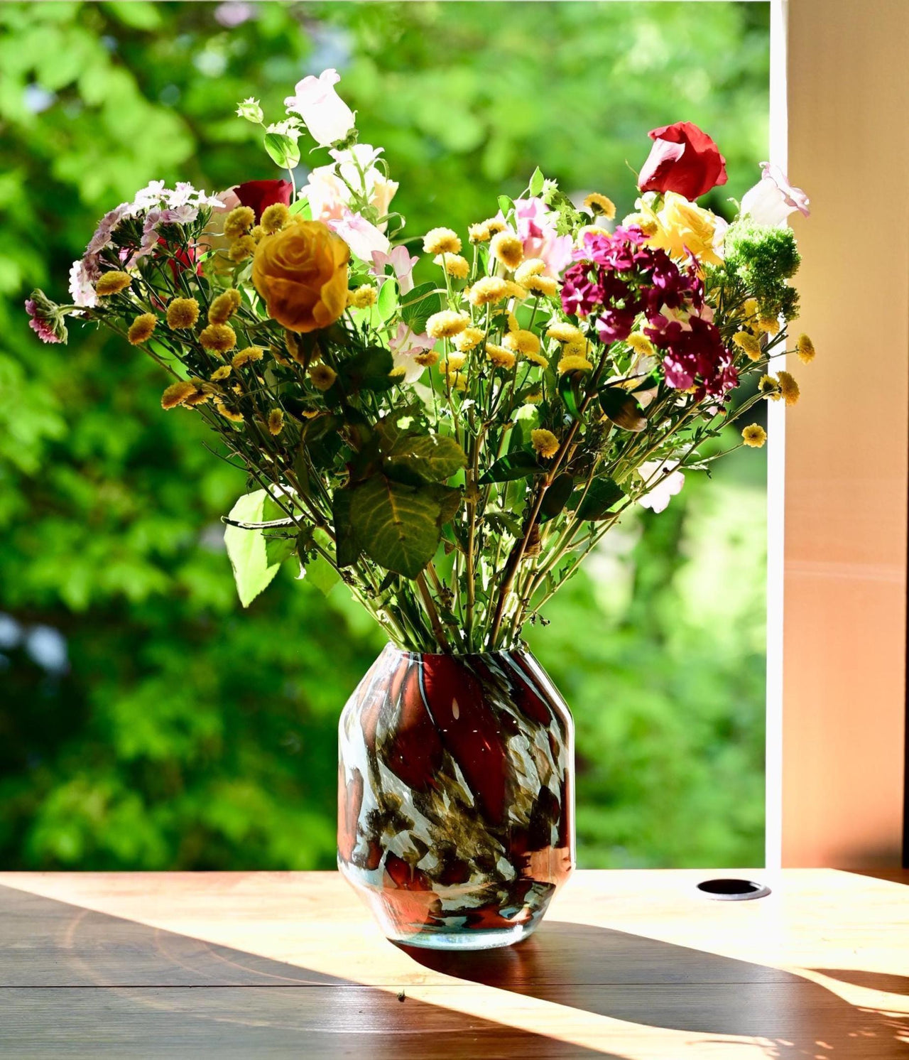 Art Glass Vase, Unique Vase, Hand Blown Glass Vase, Large Vase, Handmade Vase, Vase for Flowers, Flower Vase, Blown Glass Art, Birthday Gift