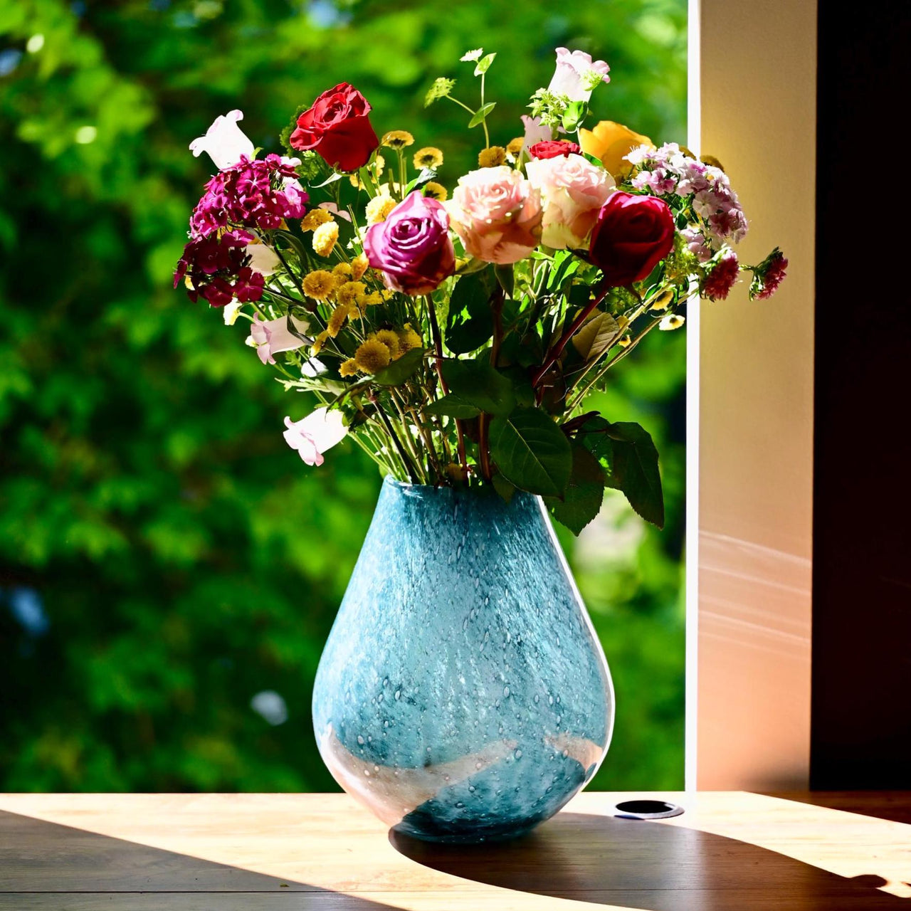 Teal Glass Vase, Large Teal Vase, Large Blue Vase, Statement Vase, Hand Blown Glass Vase, Teal Vase, Blue Glass Vase, Extra Large Glass Vase