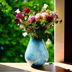 Teal Glass Vase, Large Teal Vase, Large Blue Vase, Statement Vase, Hand Blown Glass Vase, Teal Vase, Blue Glass Vase, Extra Large Glass Vase