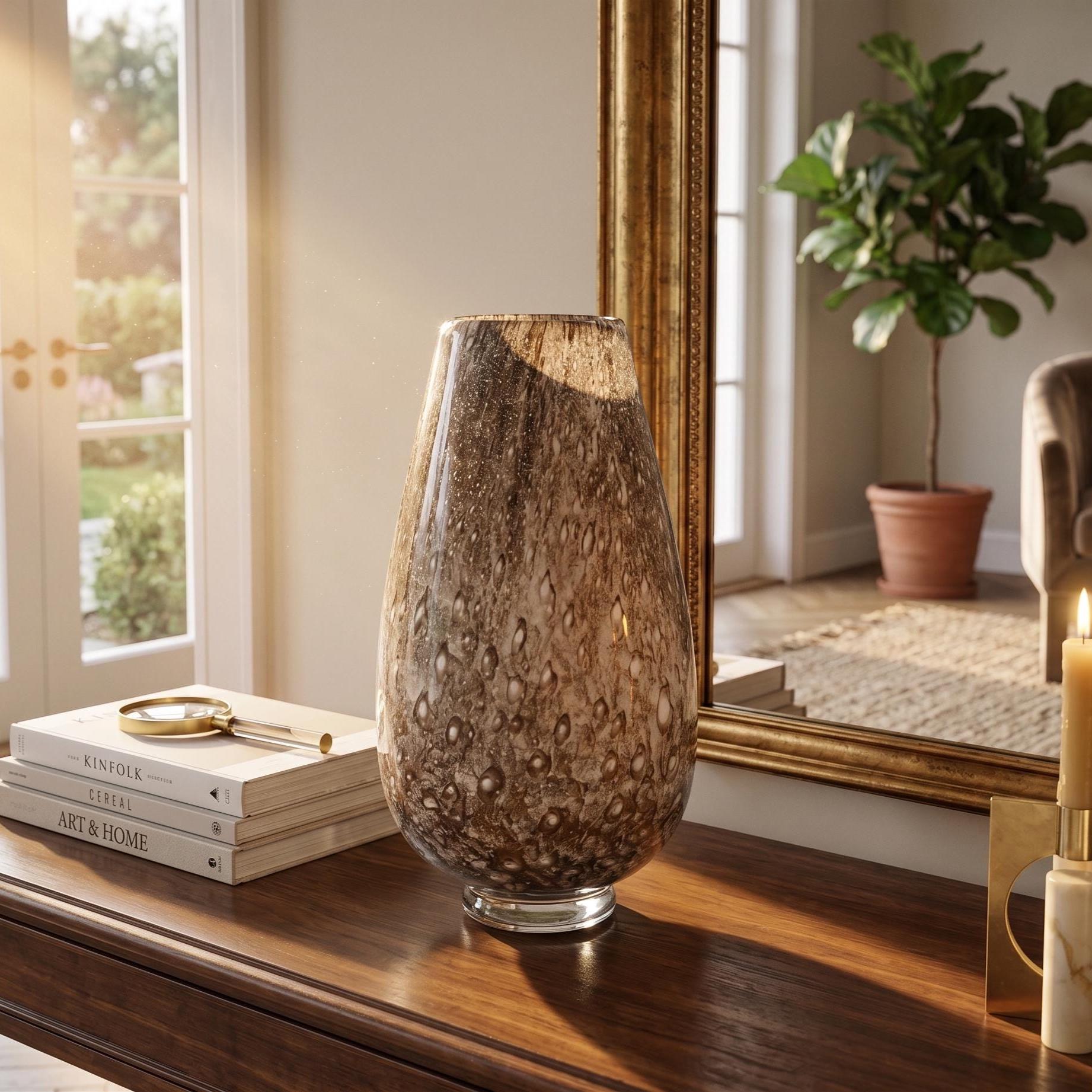 Brown Glass Vase, Small Vase, Hand Blown Glass Vase, Small Glass Vase, Glass Vase, Blown Glass Vase, Vases for Flowers, Birthday Gift