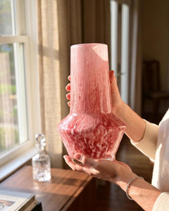 Funky Vase, Pink Vase, Pink Glass Vase, Pink Flower Vase, Vases for Flowers, Hand Blown Glass Vase, Glass Vase, Glass Art, Birthday Gift