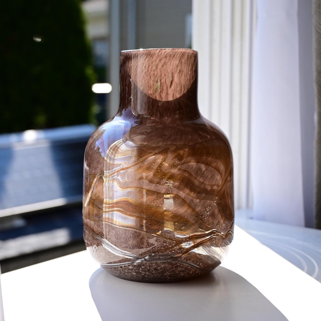 Hand Blown Glass Vase | Handmade Large Glass Vase | Large Vase For Flowers | Spring Decor Gift for Her, Birthday Gift