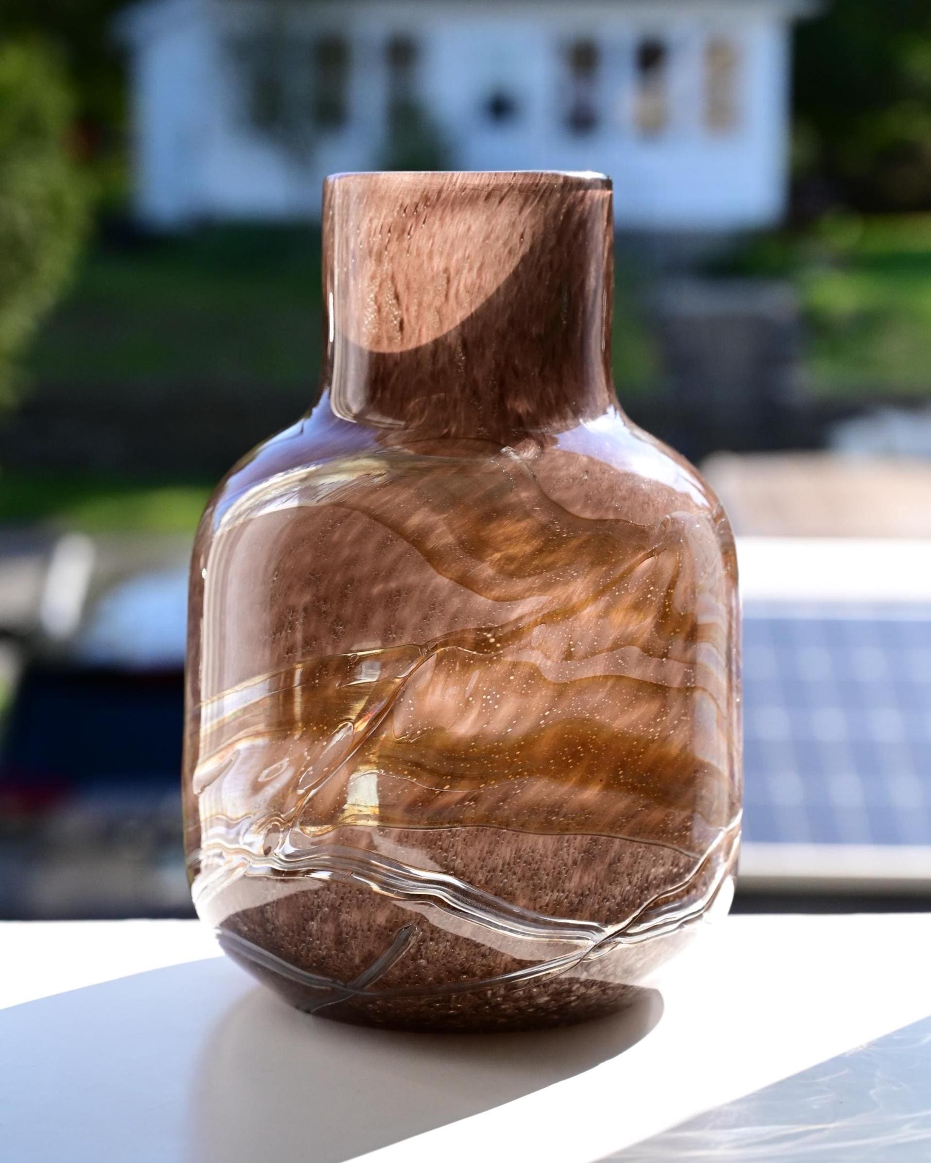 Hand Blown Glass Vase | Handmade Large Glass Vase | Large Vase For Flowers | Spring Decor Gift for Her, Birthday Gift