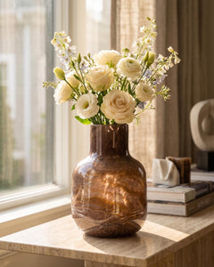 Hand Blown Glass Vase | Handmade Large Glass Vase | Large Vase For Flowers | Spring Decor Gift for Her, Birthday Gift