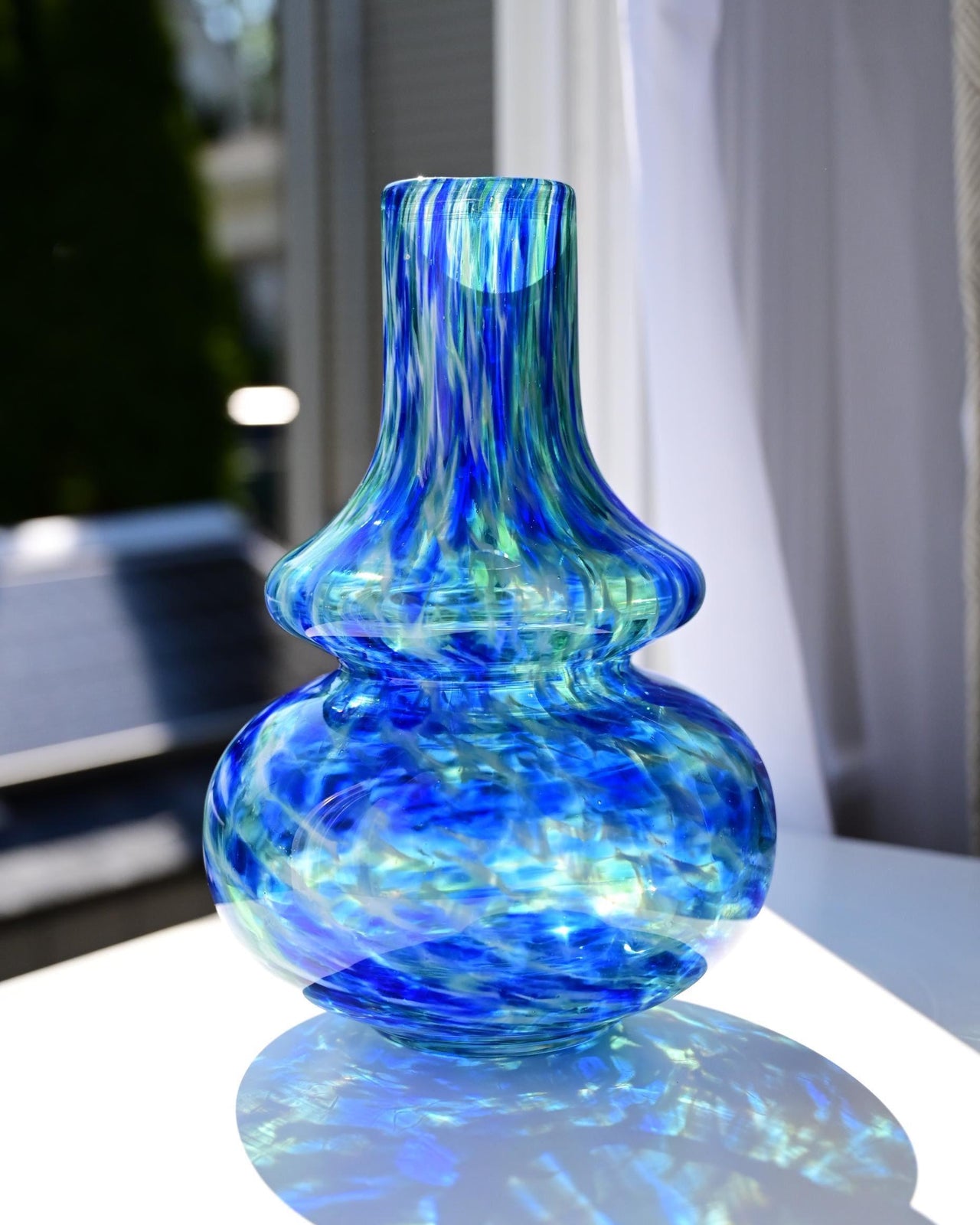Cobalt Blue Glass Vase, Blue Vase, Hand Blown Glass Vase, Art Glass Vase, Vases for Flowers, Glass Vase, Blown Glass Art, Birthday Gift