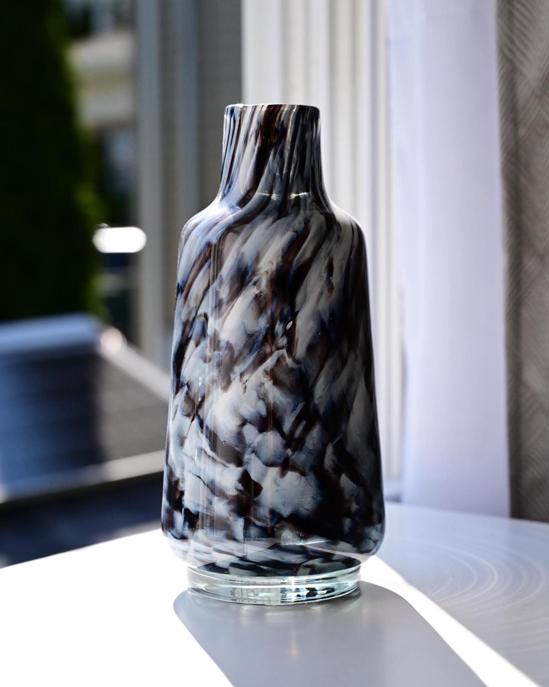 Black and White Vase, Art Deco Vase, Funky Vase, Modern Vase, Tall Vase, Vases For Flowers Unique, Hand Blown Glass Vase, Birthday Gift