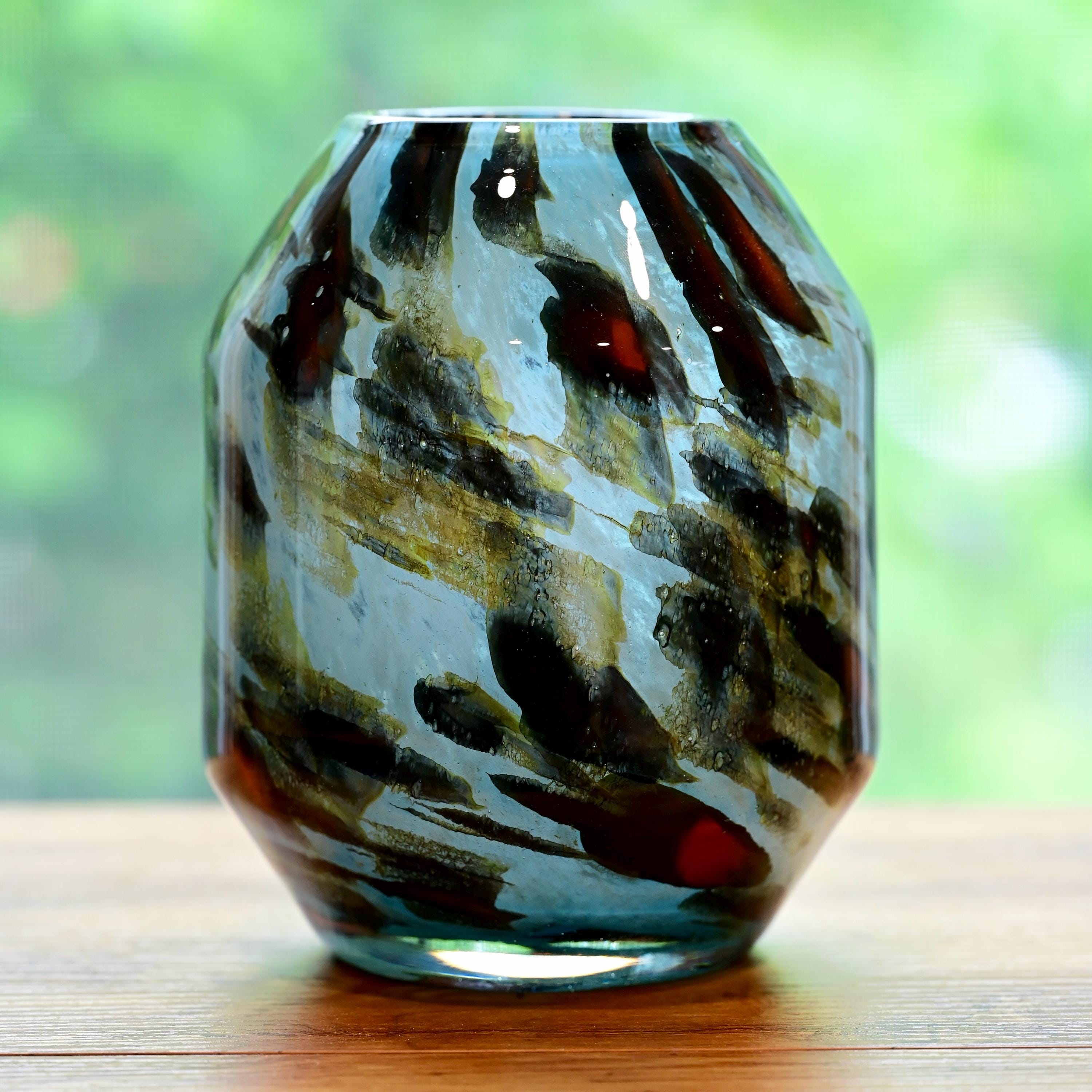 Art Glass Vase, Unique Vase, Hand Blown Glass Vase, Large Vase, Handmade Vase, Vase for Flowers, Flower Vase, Blown Glass Art, Birthday Gift