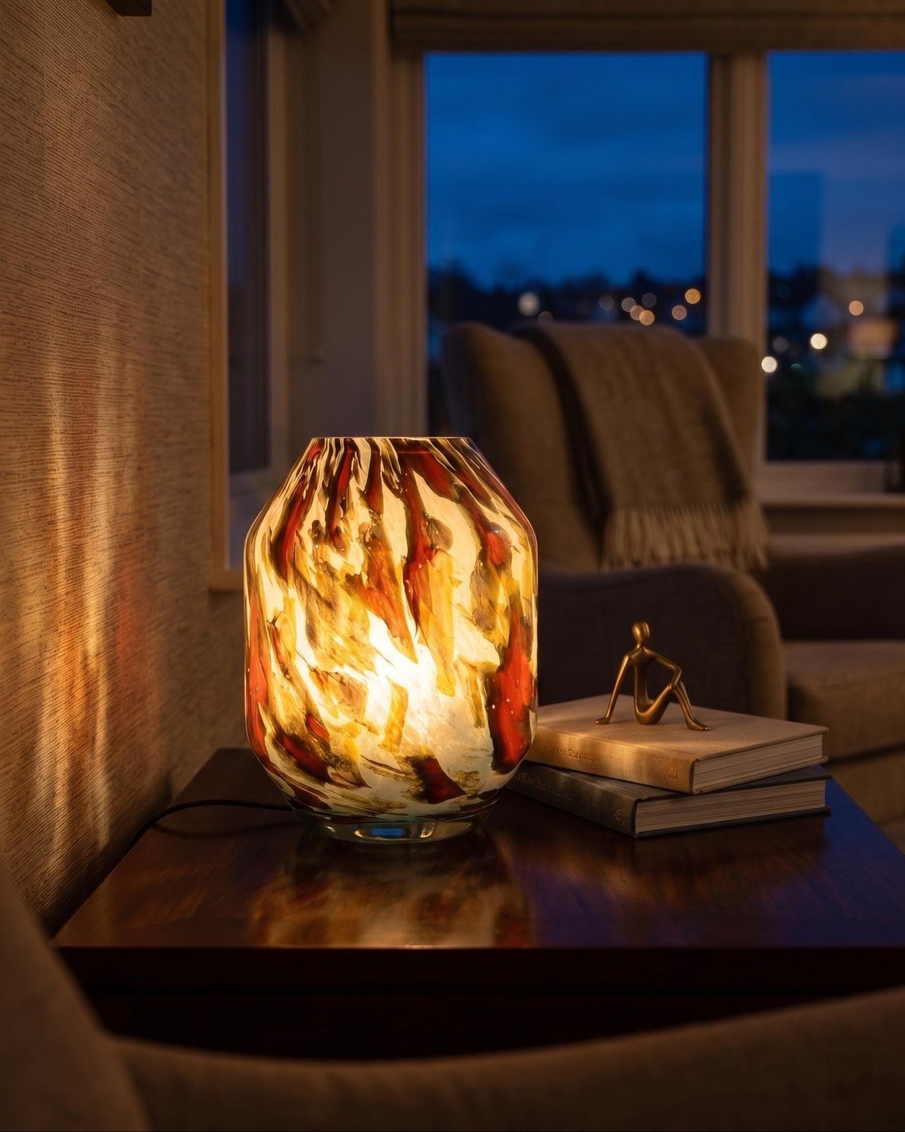 Vase Lamp, Hand Blown Glass Lamp, Cordless Table Lamp, Blown Glass Lamp, Cordless Lamp, Blown Glass Table Lamp, Rechargeable Table Lamp
