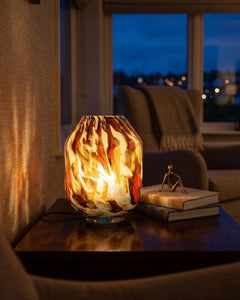 Vase Lamp, Hand Blown Glass Lamp, Cordless Table Lamp, Blown Glass Lamp, Cordless Lamp, Blown Glass Table Lamp, Rechargeable Table Lamp