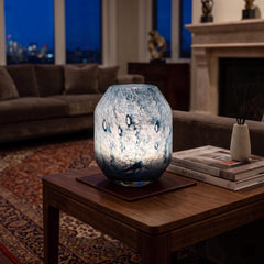 Blue Glass Lamp, Vase Lamp, Hand Blown Glass Lamp, Cordless Table Lamp, Teal Lamp, Blue Table Lamp, Cordless Lamp, Blown Glass Table Lamp