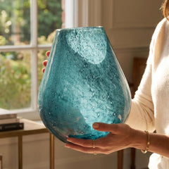 Teal Vase, Extra Large Glass Vase, Colored Glass Vase, Grand Vase, Teal Glass Vase, Large Blue Vase, Blue Glass Vase, Hand Blown Glass Vase