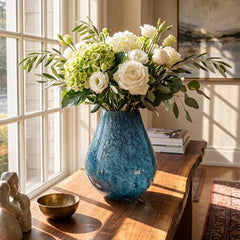 Teal Glass Vase, Large Teal Vase, Large Blue Vase, Statement Vase, Hand Blown Glass Vase, Teal Vase, Blue Glass Vase, Extra Large Glass Vase