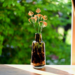 Glass Flowers Bouquet and Vase - Glass Flowers and Vase - Glass Iris - Unique Spring Decor Gift for Her, Birthday Gift