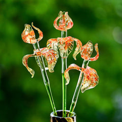 Glass Flowers Bouquet and Vase - Glass Flowers and Vase - Glass Iris - Unique Spring Decor Gift for Her, Birthday Gift