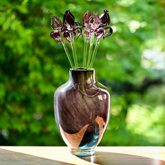 Glass Flowers Bouquet with Vase - Glass Flowers and Vase  - Blown Glass Centerpiece - Glass Table Centerpiece - Birthday Gift